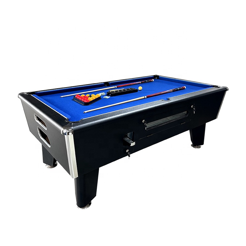 Coin-operated commercial pool table with eighteen-millimeter slate bed