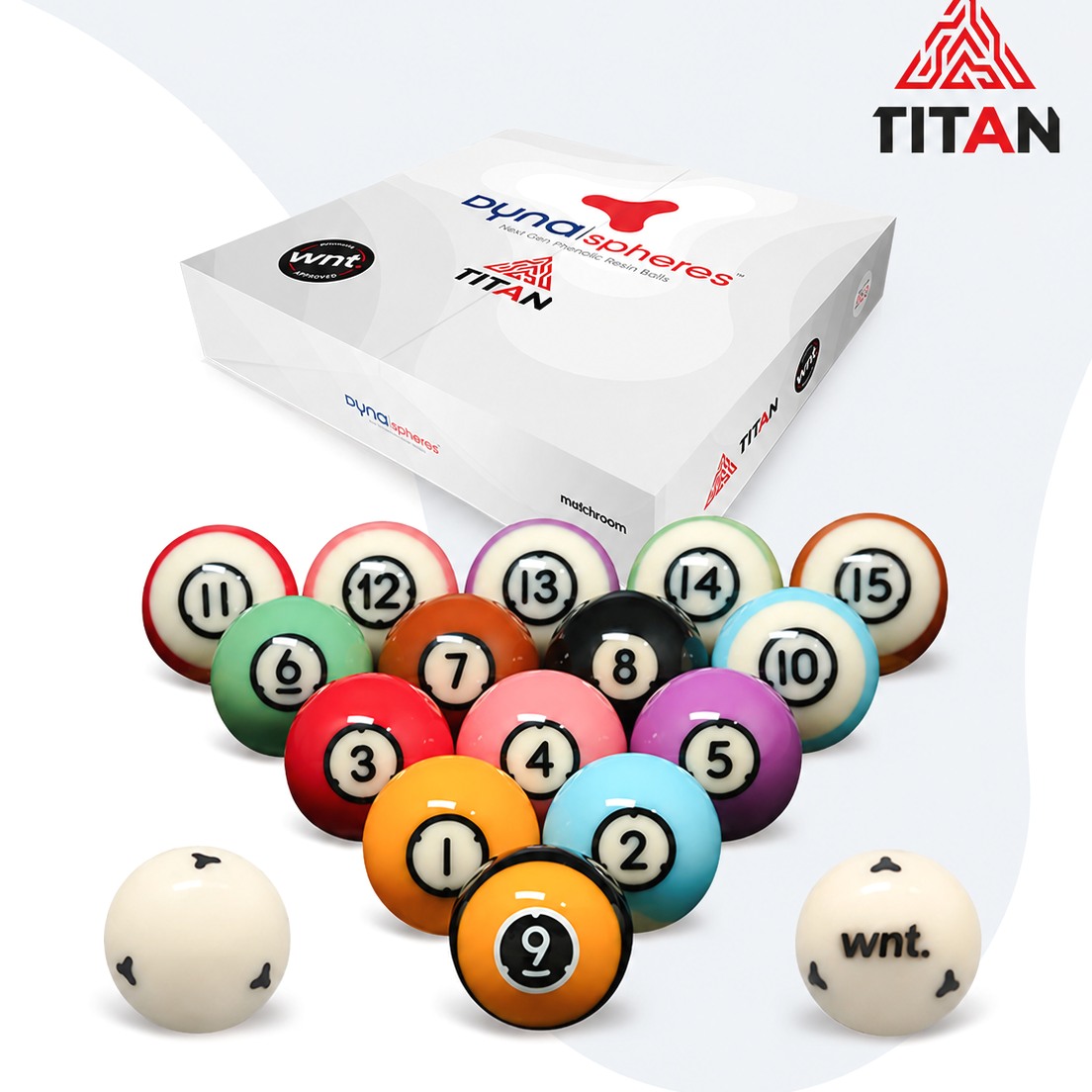 Dynaspheres tournament pool ball set made from phenolic resin